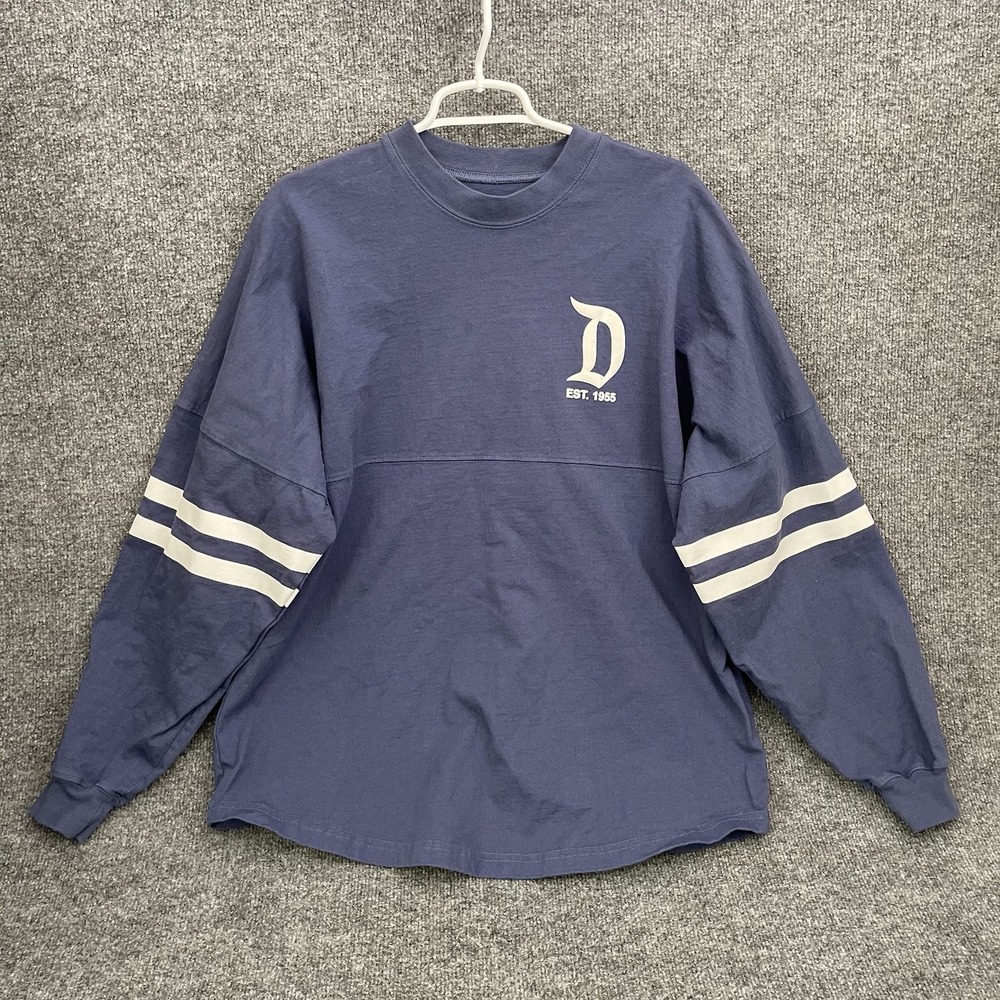 Disneyland Spirit Jersey Adult Large Blue Resort Crew Neck USA Spellout Shirt